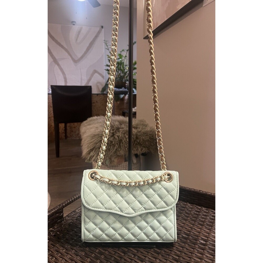 Rebecca Minkoff Quilted Mini Affair Crossbody Bag Turquoise Leather Chain Luxe